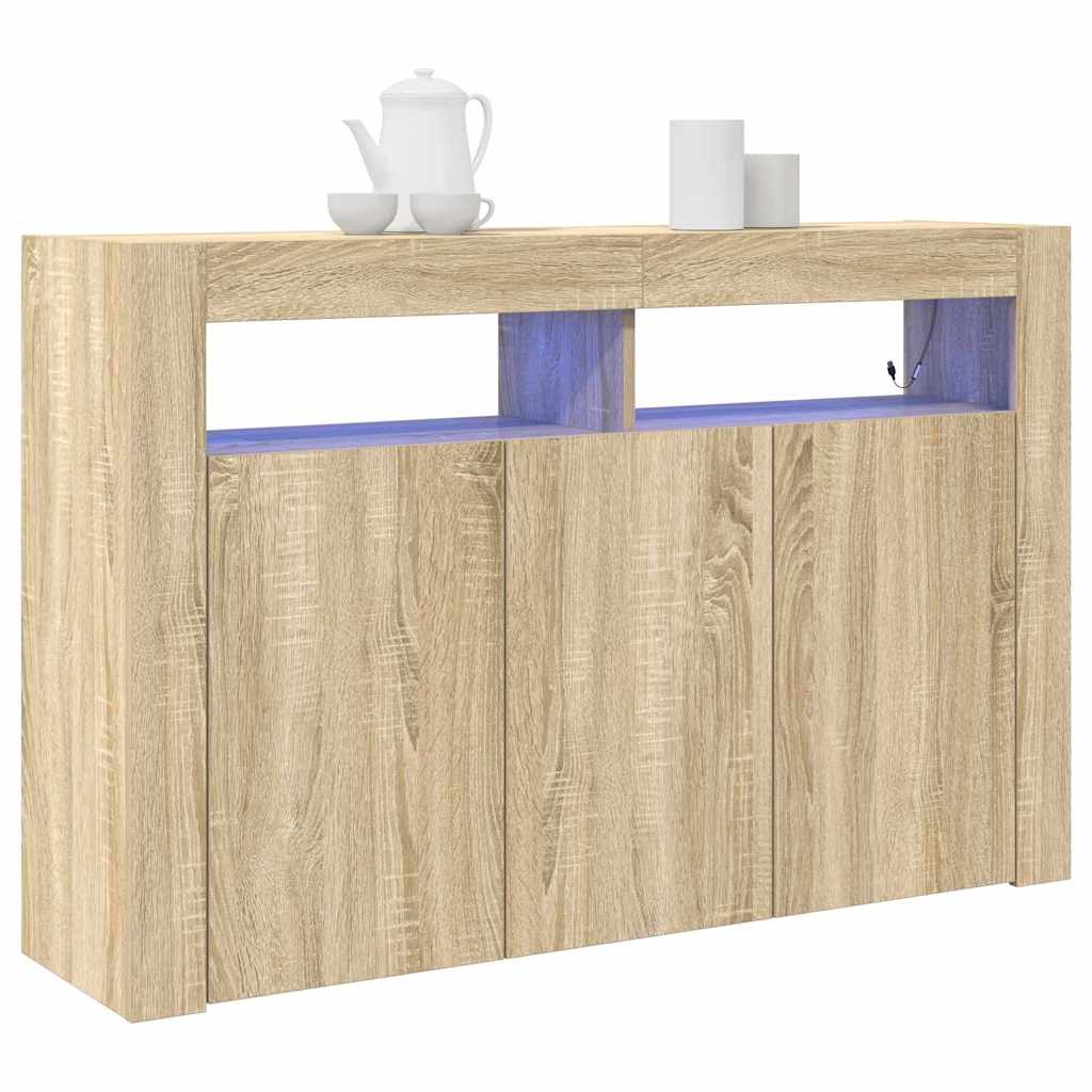 vidaXL Dressoir met LED-verlichting Sonoma Eiken 116x30x75 cm