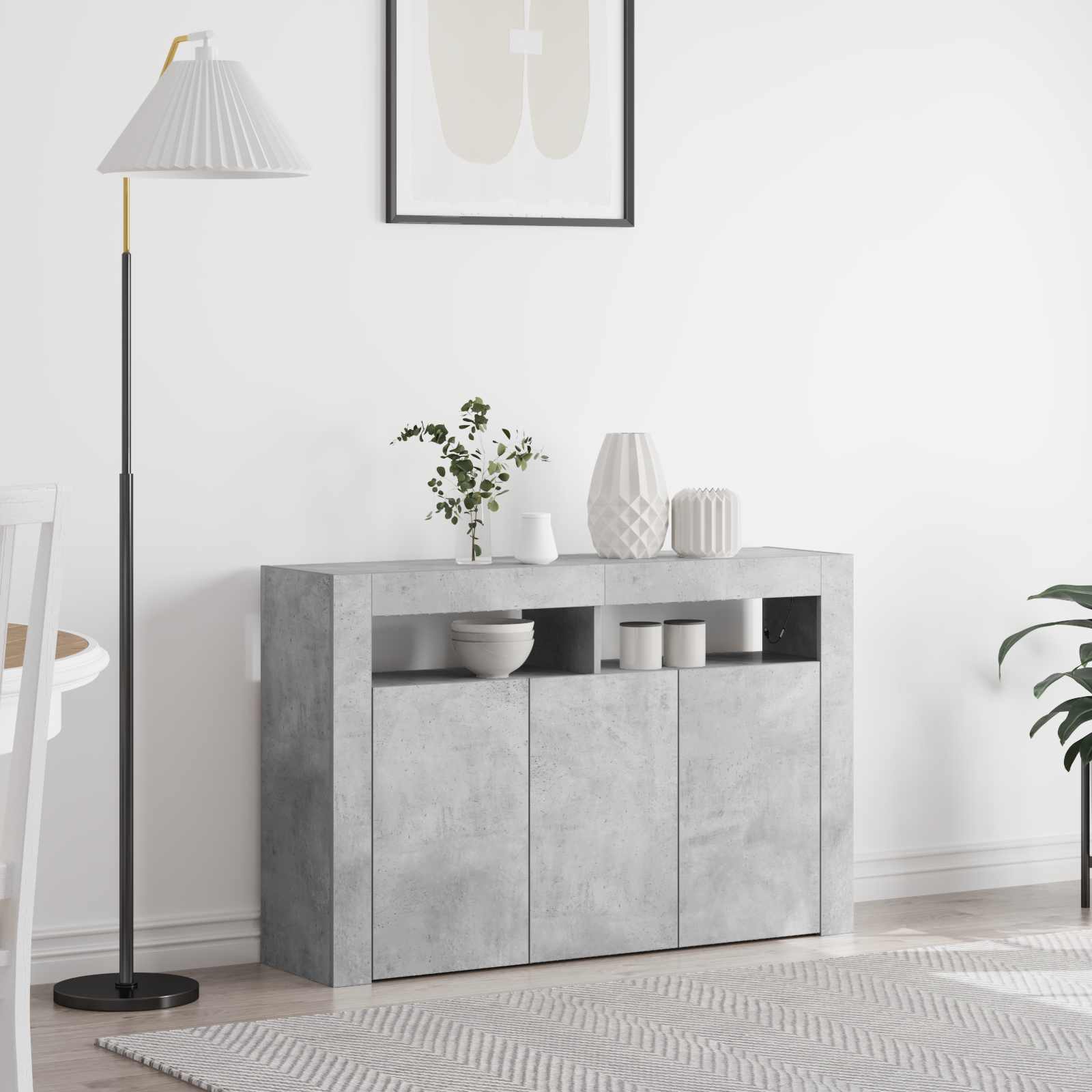 vidaXL Bufet Gri din beton 116 x 30 x 75 cm Lemn compozit