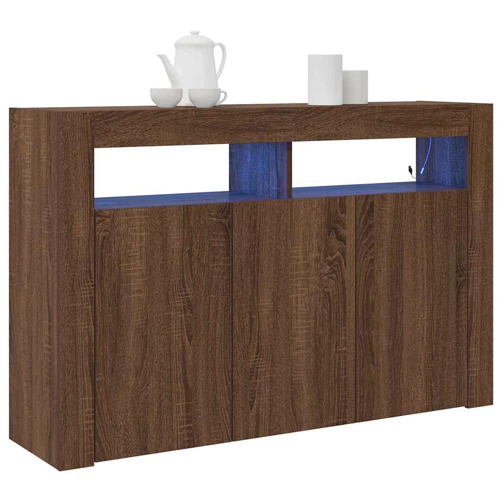 vidaXL Dressoir met LED-verlichting Bruin Eiken 116x30x75 cm