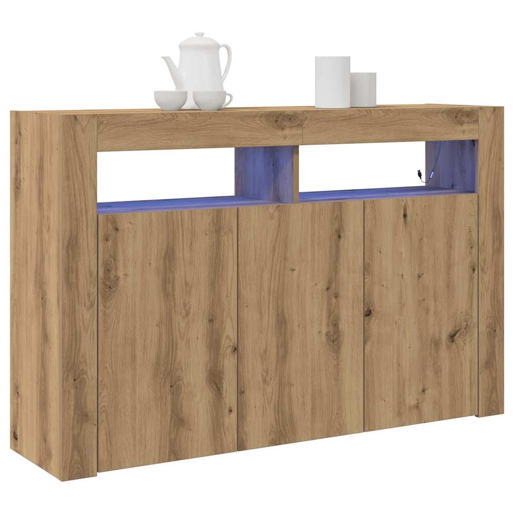 vidaXL Dressoir met LED-verlichting in Artisan Eiken 116x30x75 cm