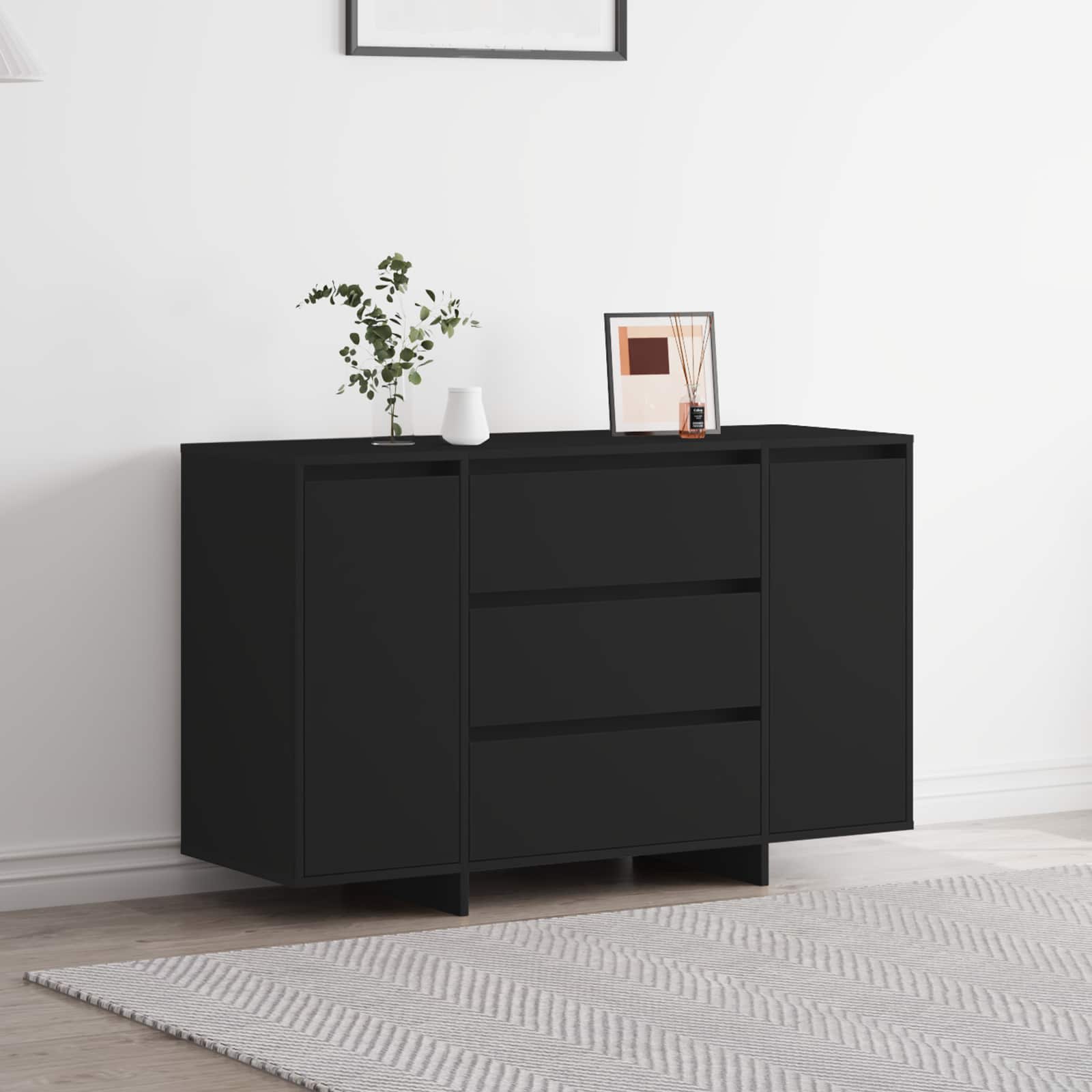 vidaXL Bufet cu sertar Negru 120 x 41 x 75 cm Lemn compozit