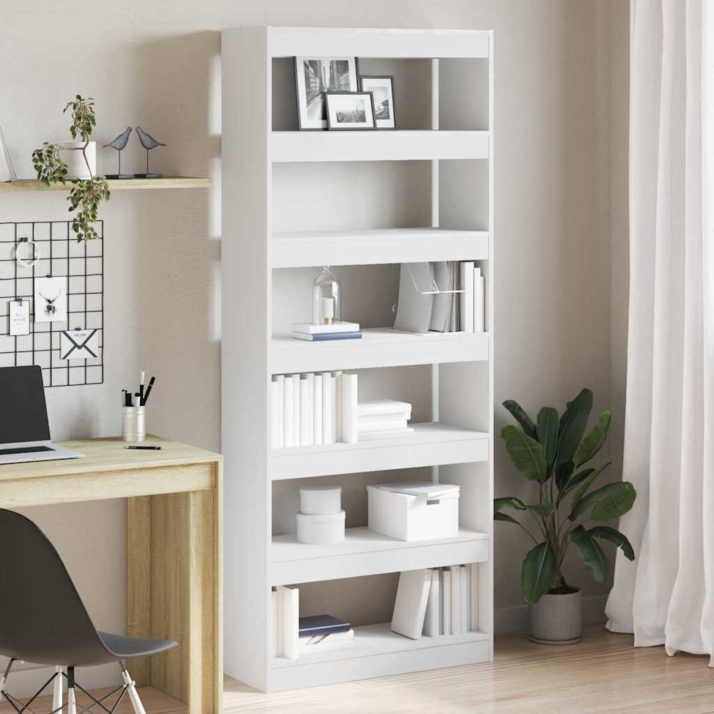 Hvid Boghylde Hvid MDF 80 x 30 x 198 cm Opbevaring Boghylde