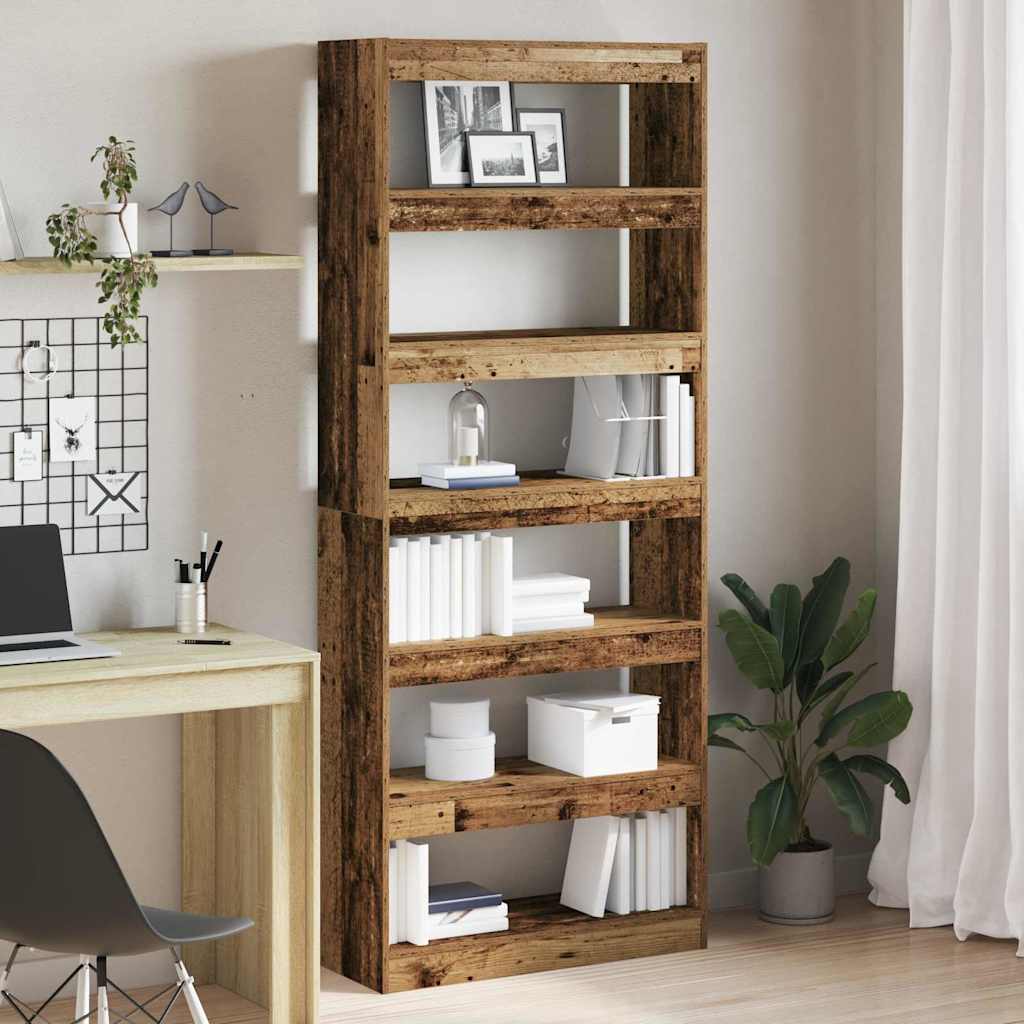 Gammel træ boghylde Gammelt træ Konstrueret træ 80 x 30 x 198 cm