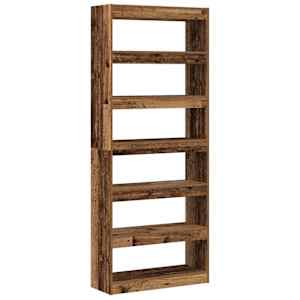 vidaXL Raamaturiiul 6 tasandit 80 x 30 x 198 cm Tehispuit Vana puit