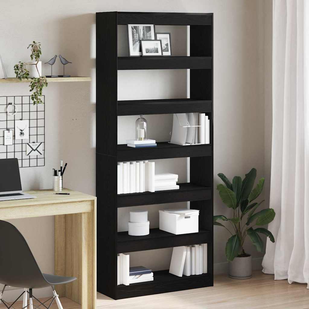 Sort Eg Boghylde Sort eg Konstrueret træ 80 x 30 x 198 cm