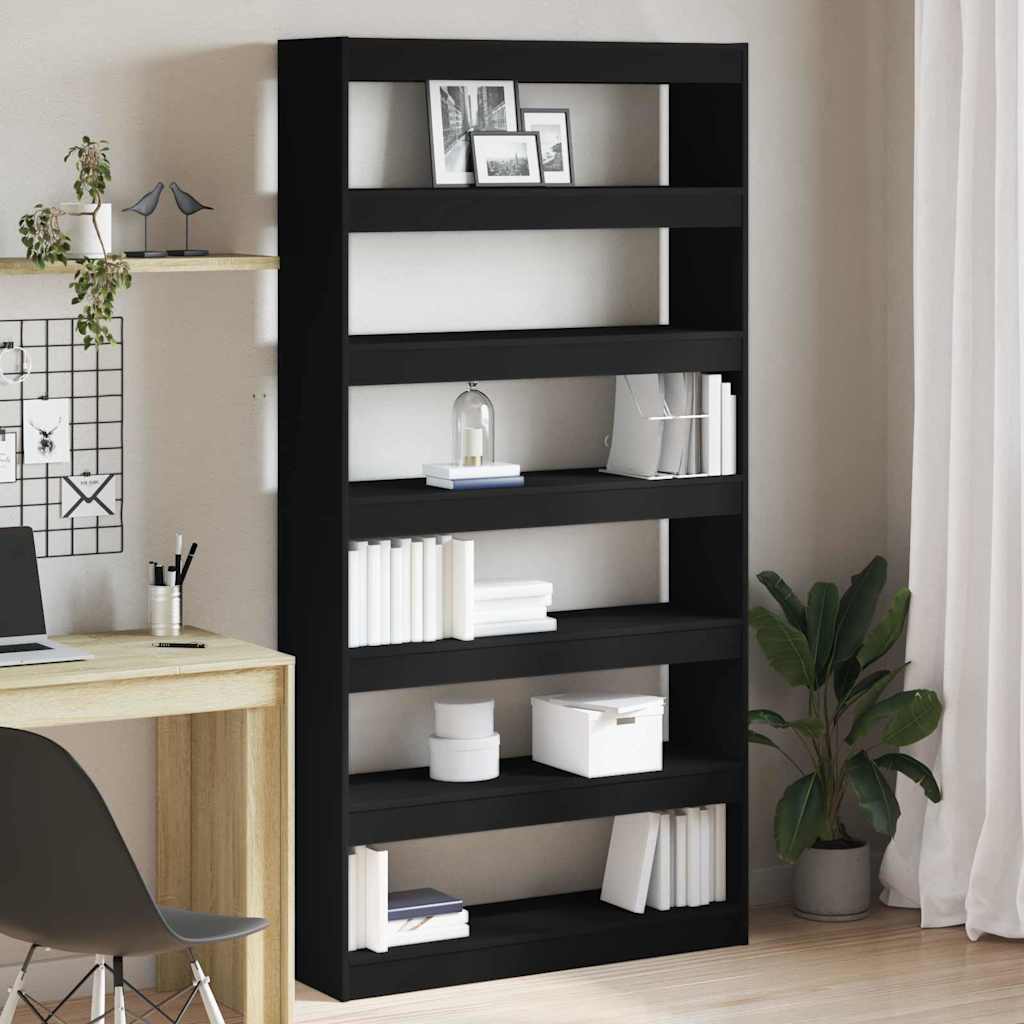 Bogreol Sort Konstrueret træ 100 x 30 x 198 cm Bogreol