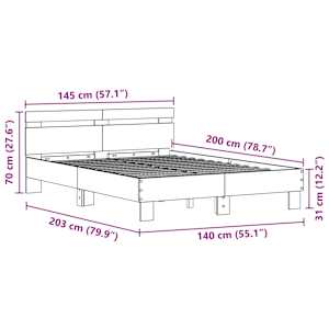 Rám postele s LED Černý dub 140 x 200 cm kompozitní dřevo - obrázek 13