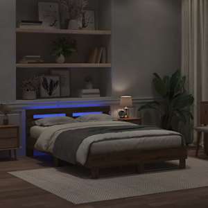 Rám postele s LED Artisanový dub 140 x 190 cm kompozitní dřevo - obrázek 3