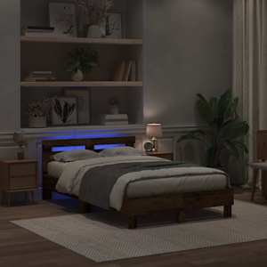 Rám postele s LED Staré dřevo 120 x 190 cm kompozitní dřevo - obrázek 3