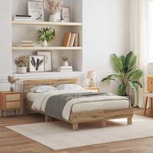 Konstrukcija postelje Umetni hrast 120 x 190 cm Konstruiran les