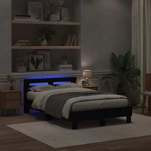Rám postele s LED Černý dub 120 x 190 cm kompozitní dřevo - obrázek 3