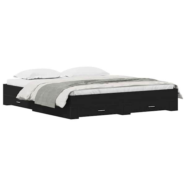 vidaXL Voodi raam sahtliga Must tamm 180 x 200 cm Tehispuit