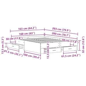 Rám postele Staré dřevo 160 x 200 cm kompozitní dřevo - obrázek 12