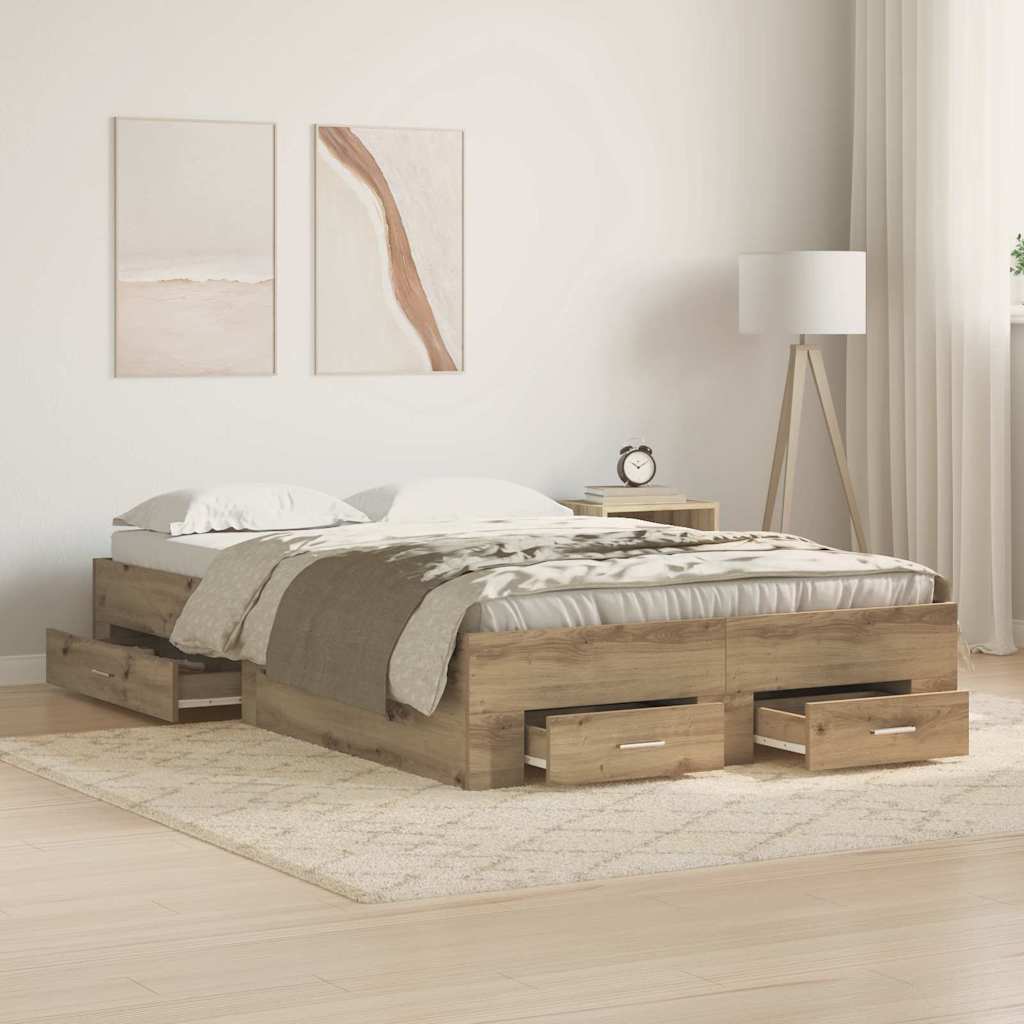 Voodi koos Sahtlitega Artisan Oak 120x200 cm Tehispuust