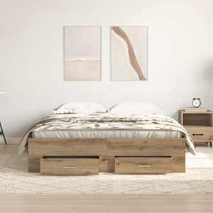Rám postele Artisanový dub 135 x 190 cm kompozitní dřevo - obrázek 3