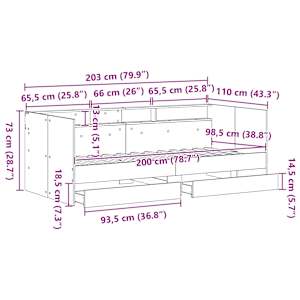 Daybed s čelo Staré dřevo 100 x 200 cm kompozitní dřevo - obrázek 12
