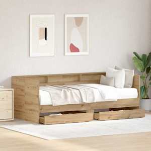 Daybed s čelo Artisanový dub 100 x 200 cm kompozitní dřevo - obrázek 3