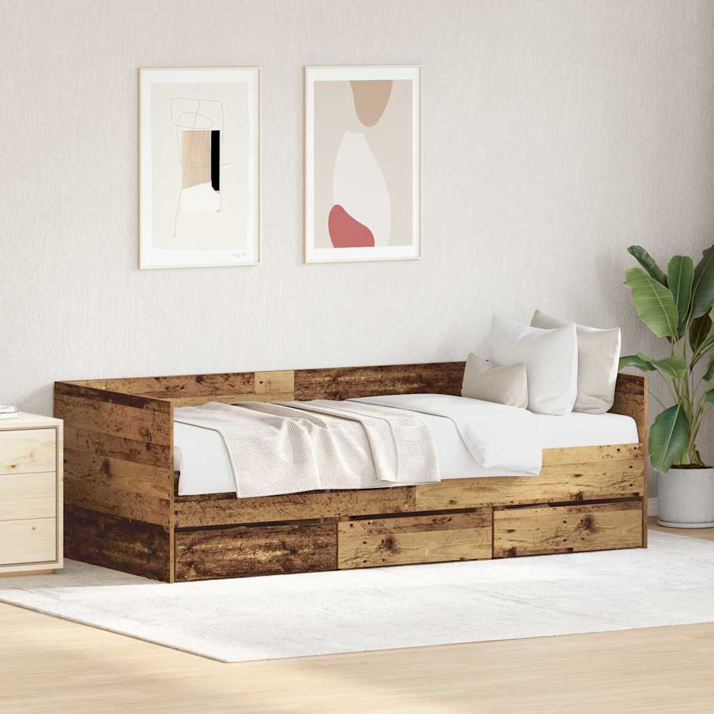 Maalähedane päevavoodi Vana puit Inseneripuit 90 x 200 cm