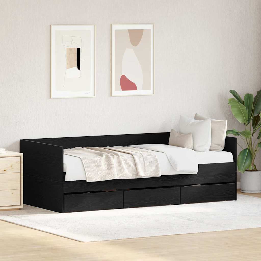 vidaXL Tagesbett Schwarze Eiche Spanplatte 90 x 200 cm Langlebig