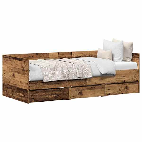 vidaXL P&auml;evavoodi sahtliga peaga Vana puit 90 x 190 cm Tehispuit