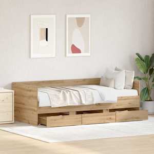 Daybed s čelo Artisanový dub 90 x 190 cm kompozitní dřevo - obrázek 3