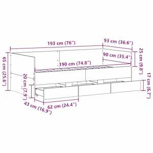 Daybed s čelo Artisanový dub 90 x 190 cm kompozitní dřevo - obrázek 12