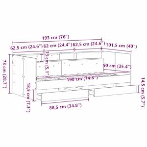 Daybed s čelo Artisanový dub 90 x 190 cm kompozitní dřevo - obrázek 12