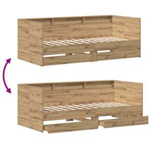 Daybed s čelo Artisanový dub 75 x 190 cm kompozitní dřevo - obrázek 10