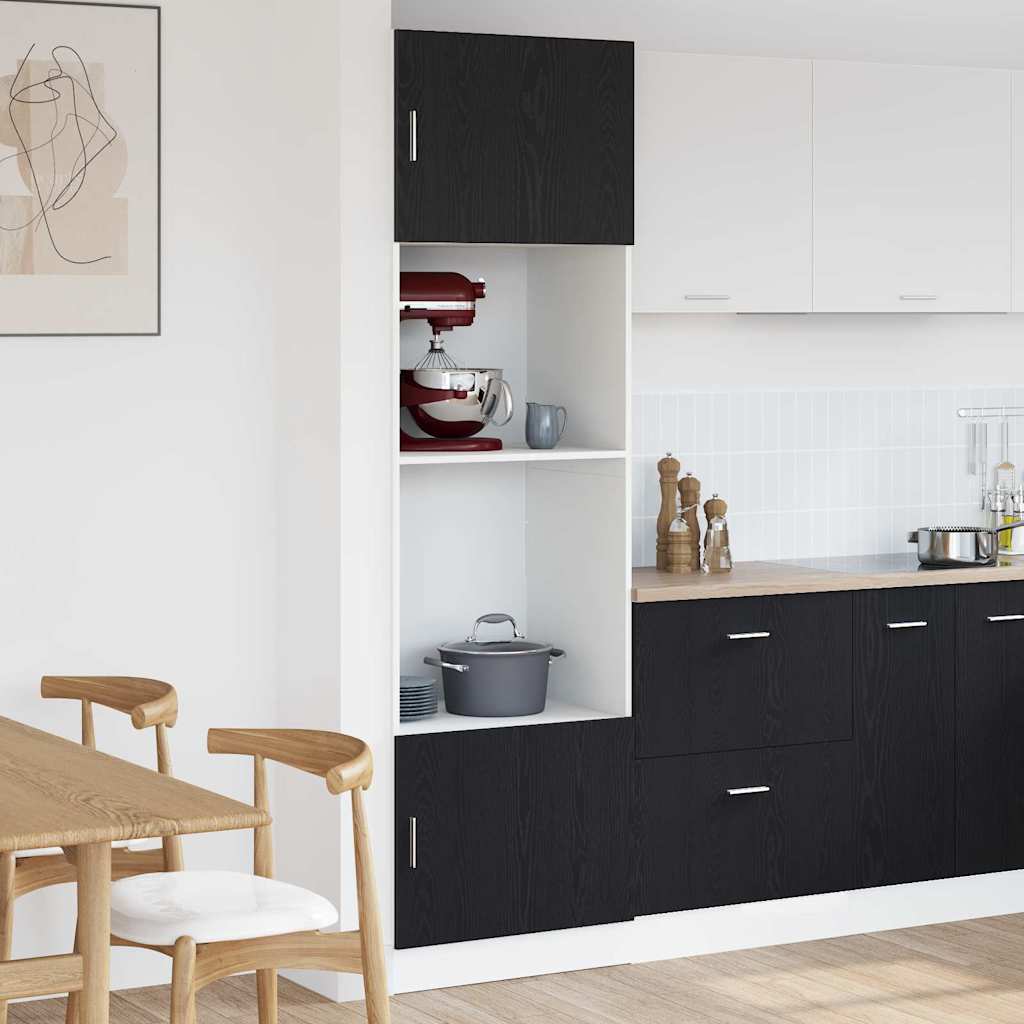 Meuble pour micro-ondes chêne noir 60x57x207 cm en bois d'ingénierie