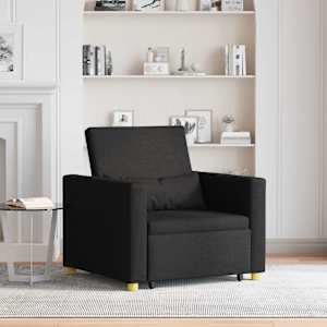 Raztegljiva Kavčna Postelja Enosobna Črna 90 x 165 x 87 cm