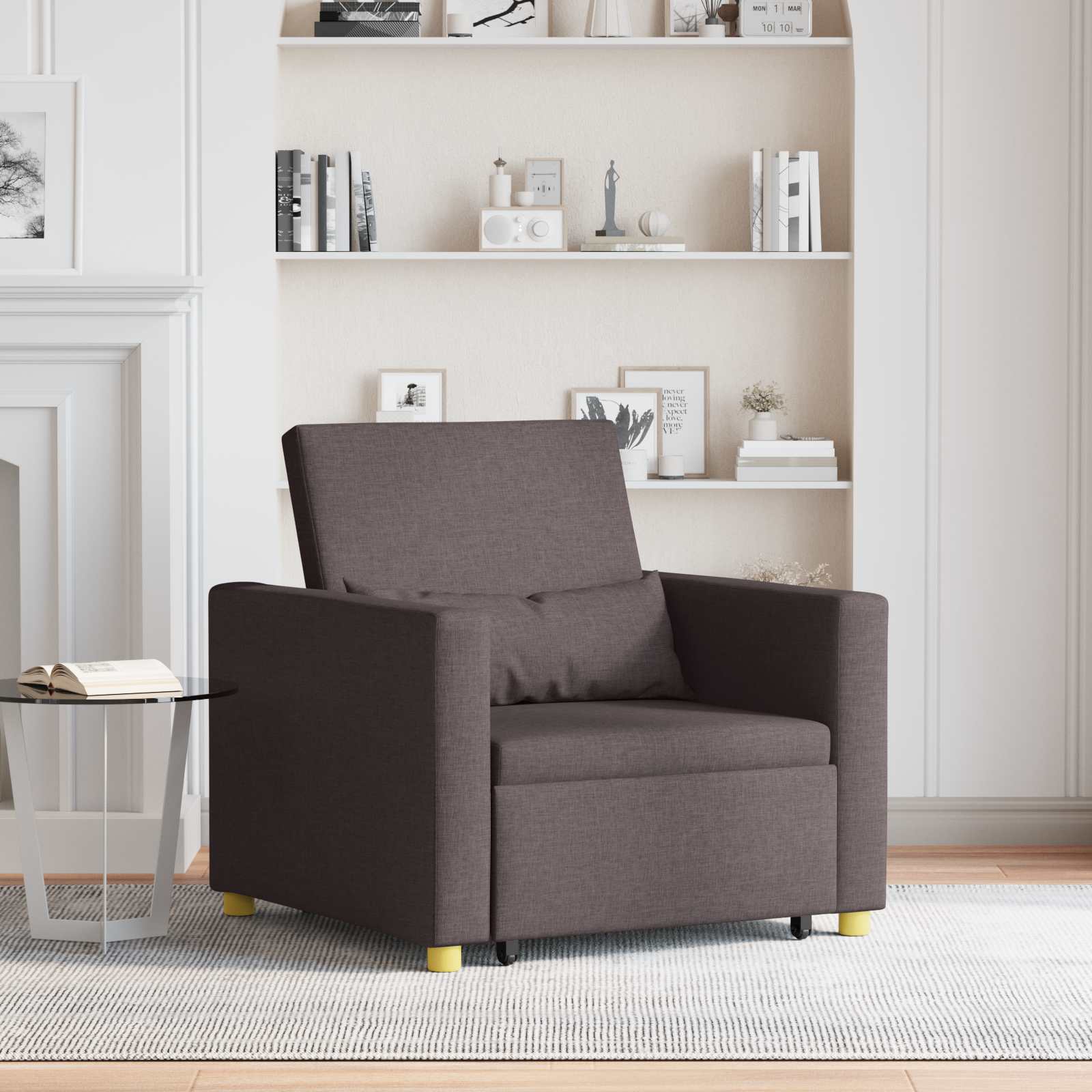 Izvelkamā dīvāna gulta viena personai Tumši brūna audums