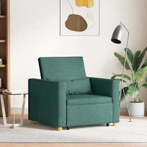 Raztegljiva Kavčna Postelja Enosobna Temno zelena blago