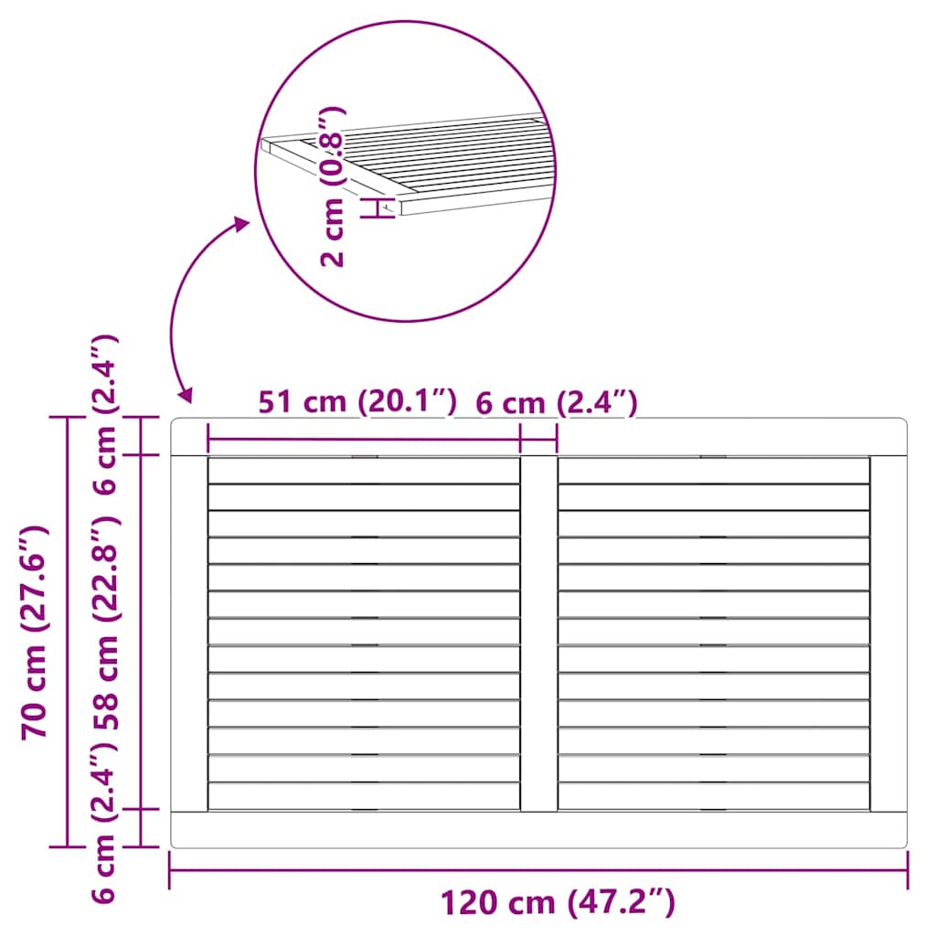 Lauda peal Pruun 120 x 70 x 2 cm tugev akaatsiapuit 9 Kõik vajalik sinu aeda ja koju! Lauda peal Pruun 120 x 70 x 2 cm tugev akaatsiapuit - Image 9