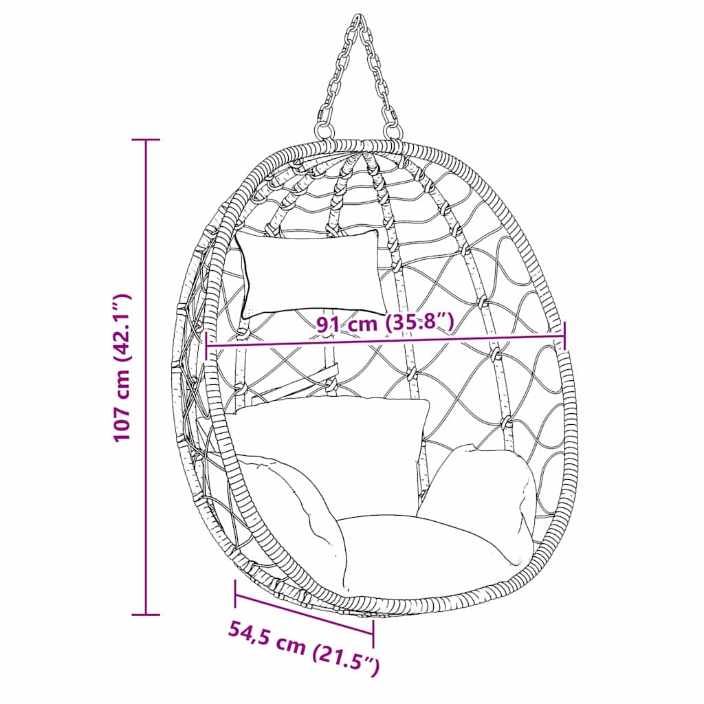 Κρεμαστή καρέκλα αυγό Ανθρακί 91,5 x 60 x 110 εκ. - Image 9