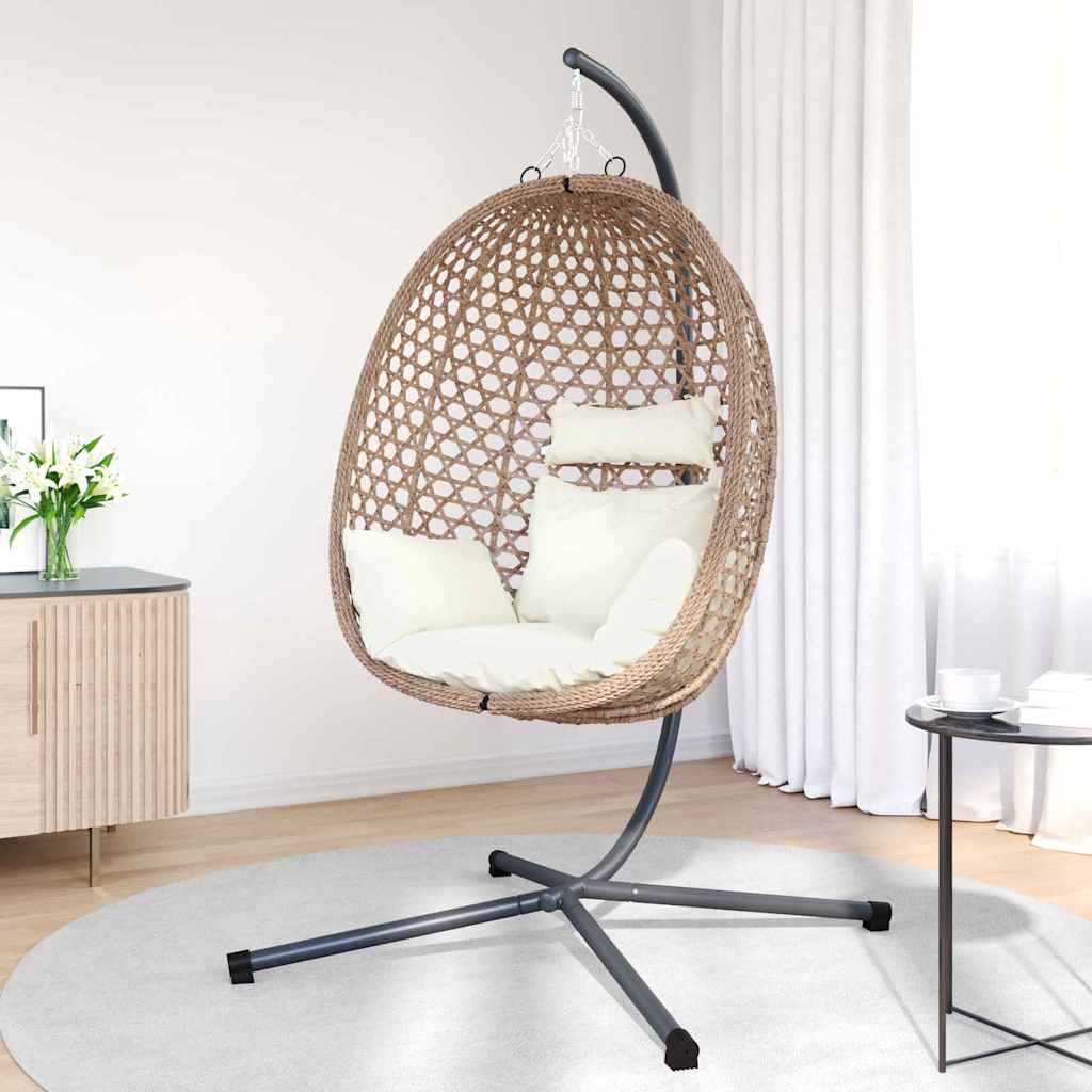 vidaXL Hangende ei-stoel Licht crème 104 x 100 x 191 cm poly rattan