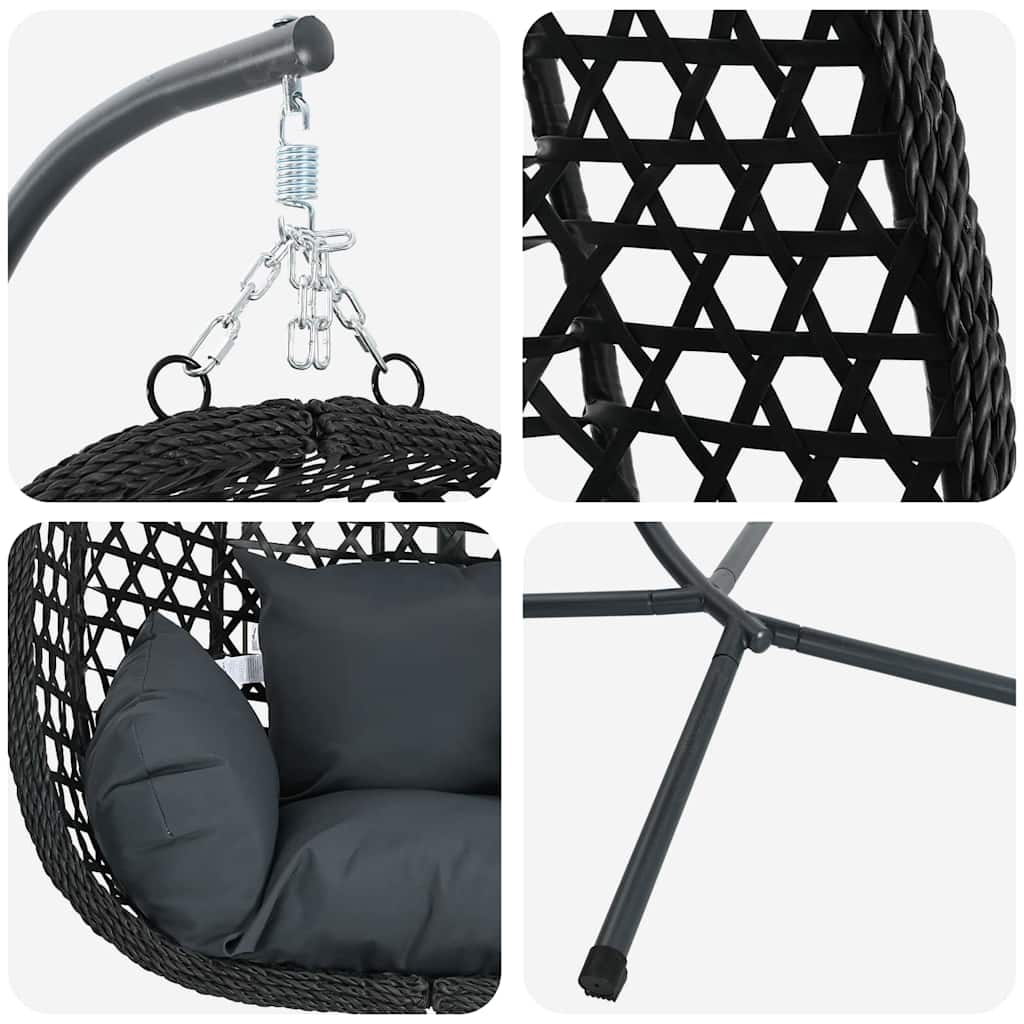 Κρεμαστή καρέκλα αυγό Ανθρακί και μαύρο 104 x 100 x 191 εκ - Image 8