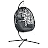 vidaXL Rippuv munakujuline tool pol&uuml;rotang 104 x 100 x 191 cm Must