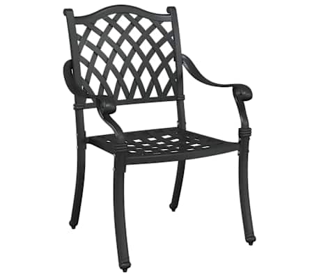 vidaXL Градински стол 2 pcs Черно 55 x 56.5 x 91 см Алуминий