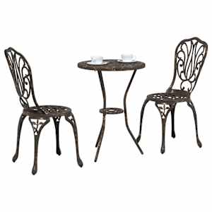 Zahradní bistro set 3 pcs Bronzová Hliník - obrázek 3