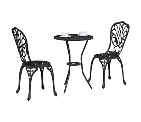 vidaXL Garten Bistro Set 3 pcs Schwarz Aluminium