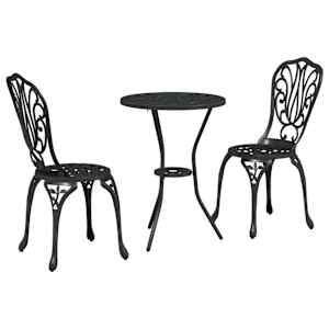 vidaXL Aia Bistroo Komplekt 3 tk Must Alumiinium