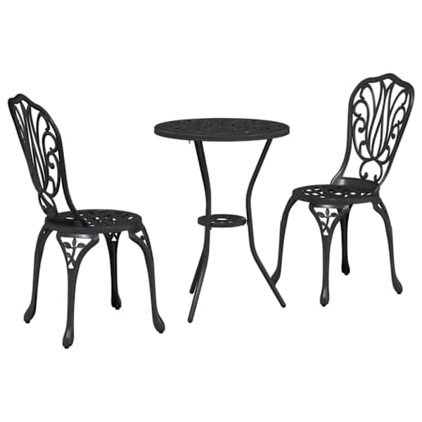 vidaXL Aia Bistroo Komplekt 3 tk Must Alumiinium