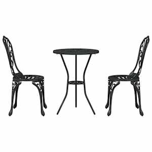 Zahradní bistro set 3 pcs Černá Hliník - obrázek 6