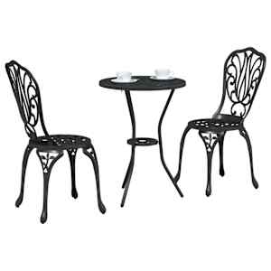Zahradní bistro set 3 pcs Černá Hliník - obrázek 3