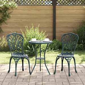 Zahradní bistro set 3 pcs Zelená Hliník - obrázek 1