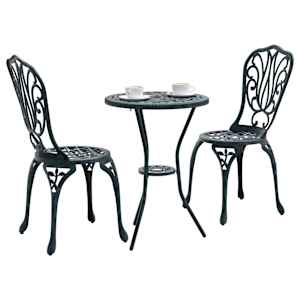 Zahradní bistro set 3 pcs Zelená Hliník - obrázek 3
