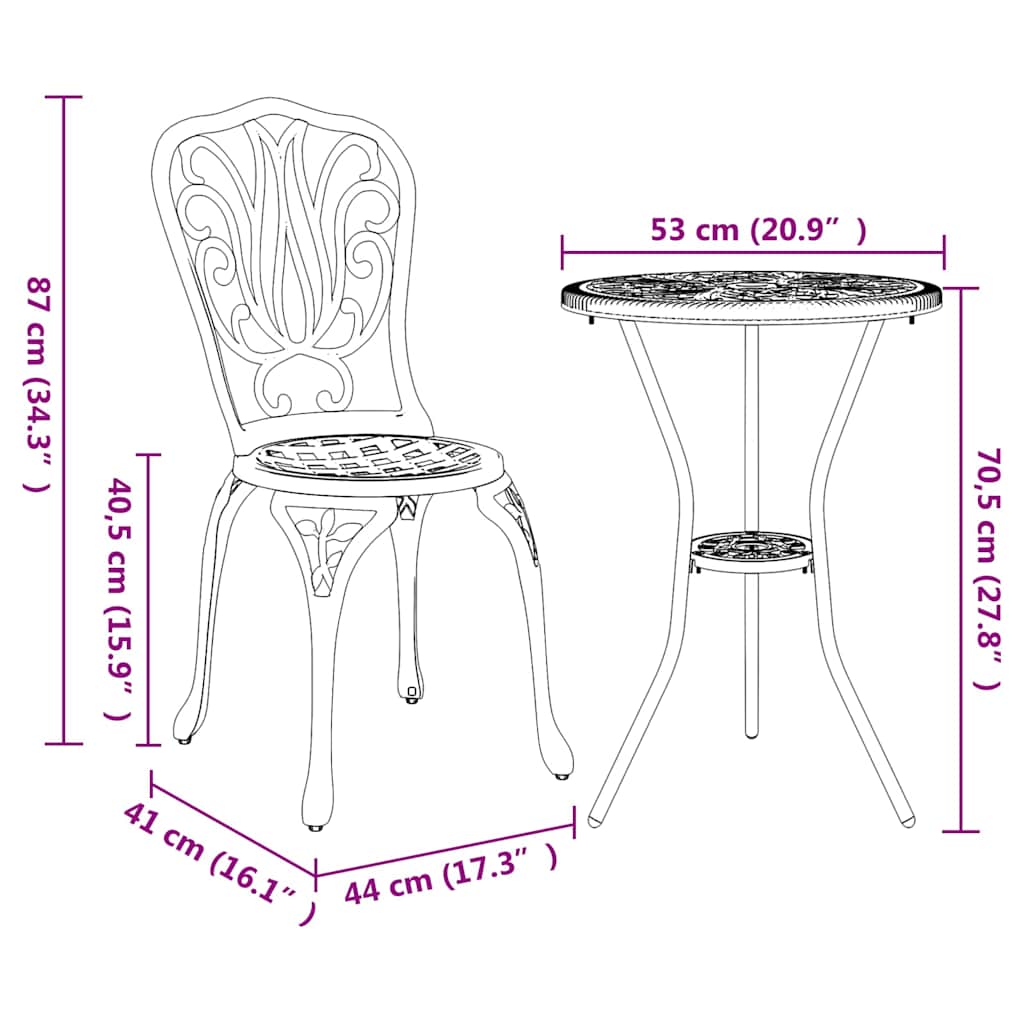 Vrtnik Bistro Set 3 pcs Zelena Aluminij - slika 13