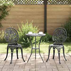 Vrtnik Bistro Set 3 pcs Črna Aluminij