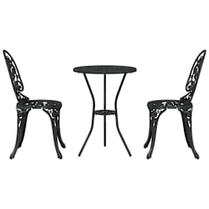 Zahradní bistro set 3 pcs Černá Hliník - obrázek 6