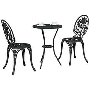 Zahradní bistro set 3 pcs Černá Hliník - obrázek 3